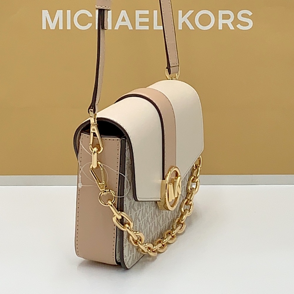 MICHAEL KORS CARMEN SMALL FLAP CROSSBODY BUFF MULTI - Picture 8 of 16